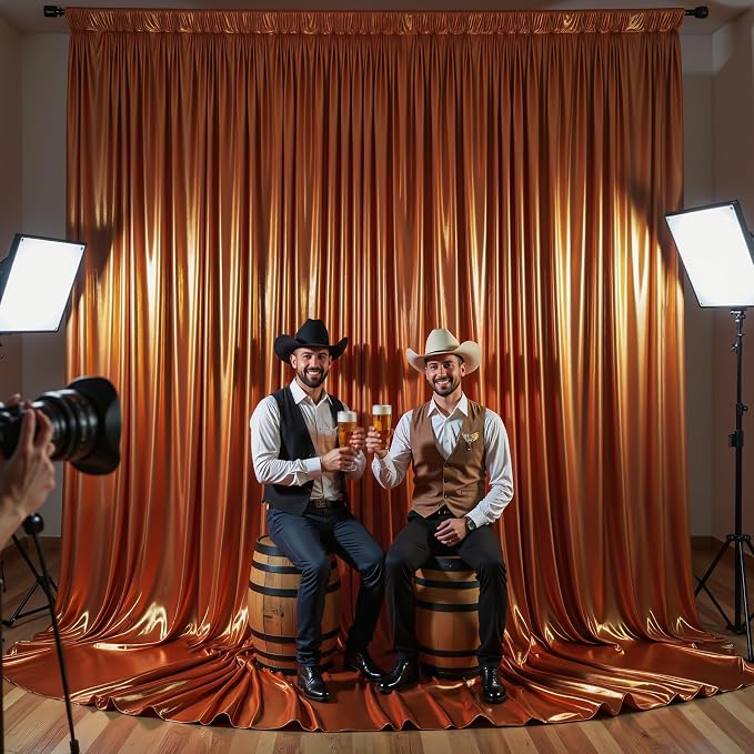 30x10ft Terracotta Glitter Backdrop Curtain for Parties, Wrinkle Free Satin Photo Backdrop Drapes 6 Panels 5x10FT Shimmer Back Drop Cloth for Wedding Birthday Baby Shower Photography Background Decor