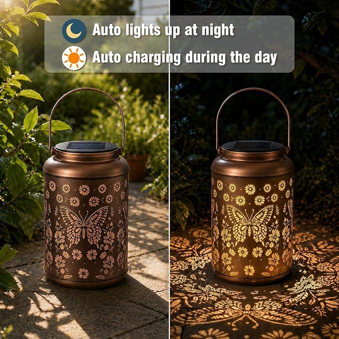 Cawalap Birthday Day Gifts for Women, Butterfly Solar Lanterns Outdoor