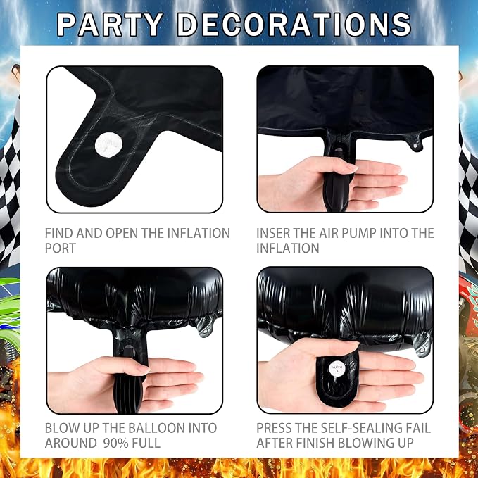 Monster Truck Birthday Decorations for Boys, Extreme Off-Road Racing Party Supplies Include "Happy Birthday" Backdrop, Balloon Arch Garland, Tablecloth, Cake Toppers, Truck and Tire Foil Balloons