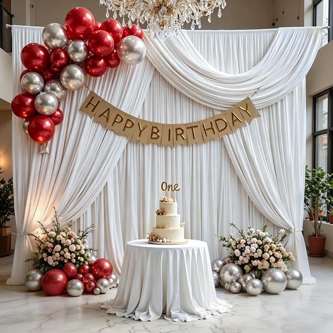 Gallety White Backdrop Curtain for Wedding, Polyester Photography Backdrops Curtains - 20FT x 10FT Fabric Backdrop with Rod Pockets for Celebration,Birthday, Home Parites,Graduation Decorations