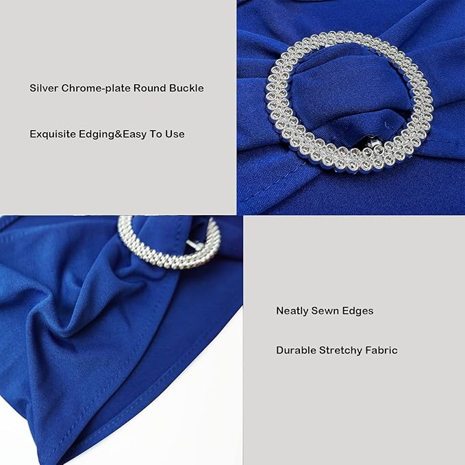 Spandex Chair Sashes Bands 100PCS Stretch Chair Ties Bows with Buckle Slider for Wedding Party Banquet Decoration (Royal Blue)…