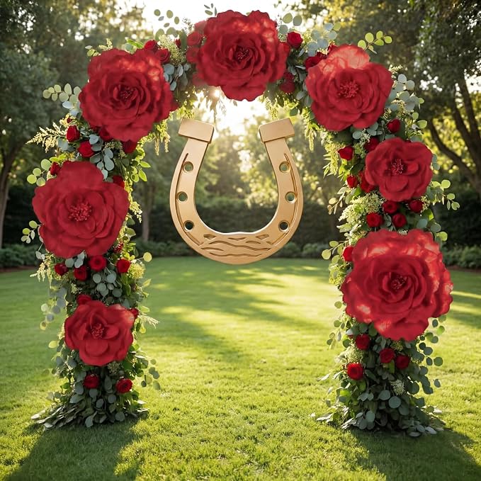 Norme 6 Pcs Derby Day Giant Flowers for Decoration 12, 16, 20 Inch Large Artificial Rose Petals Giant Flowers Large Red Peony for Wedding Arch Decoration, Home Decor, Anniversary Birthday