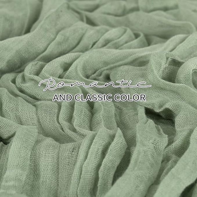 24 Pack Cheesecloth Table Runner 20 x 120 inch Cheese Cloth Table Runner Bulk,Romantic Boho Sheer Gauze Fabric Table Runners for Wedding Reception,Party,Bridal Shower Table Decor(Sage Green)