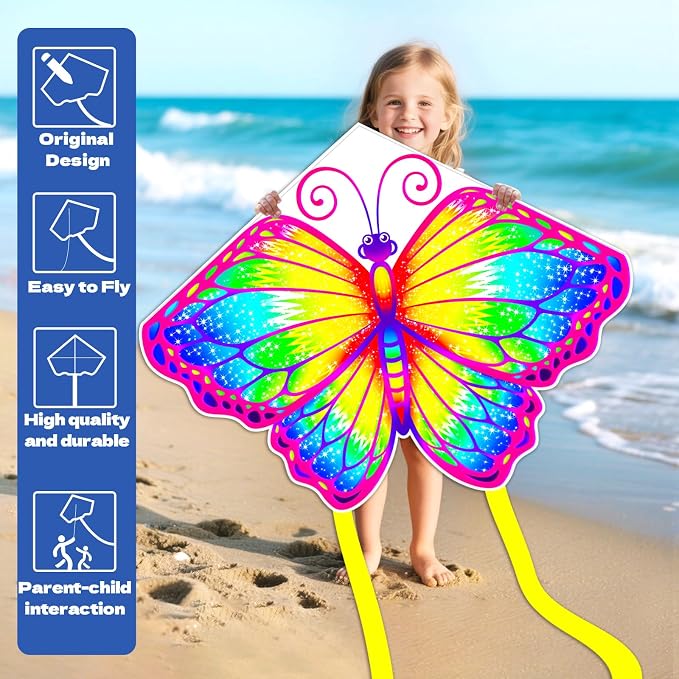YongnKids Kite for Kids Easy to Fly - Kites for Kids Girls Boys Adults Easy to Fly, Perfect for Easter Birthday Gift Idea Beach Trip Park Family Activities Outdoor Games