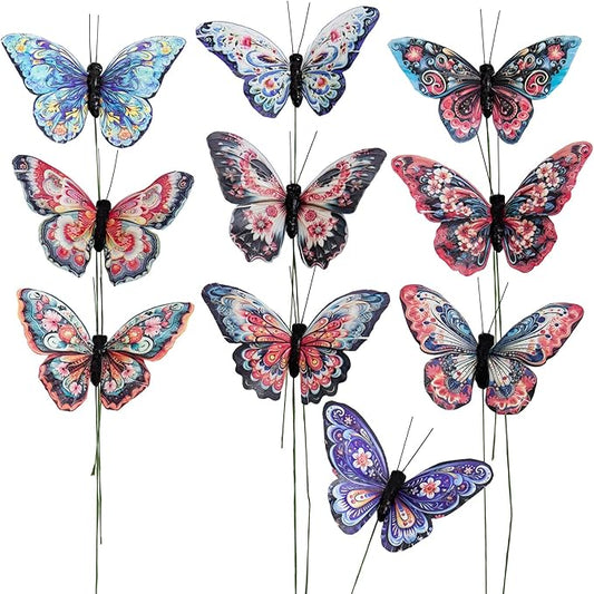 Wonderland Series' Artificial Butterfly; Home Decoration; Garden Decoration;12pieces with Wire (G)