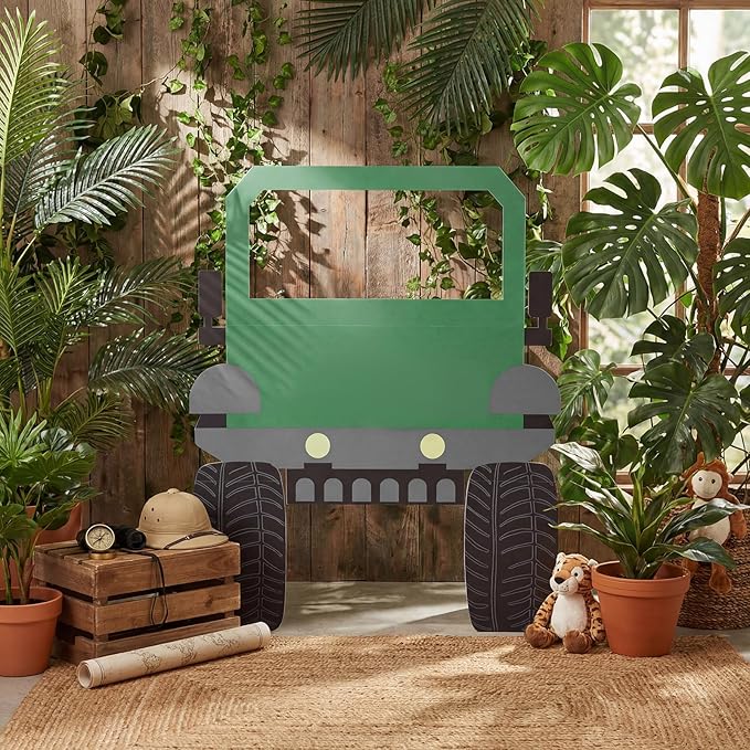 Briwooody 47" H 2026 VBS Safari Vehicle Cardboard Cutout Stand up Tropical Rainforest Car Photobooth Party Decoration Life Size Booth Prop for VBS Sunday School Backdrop Background Religious Party