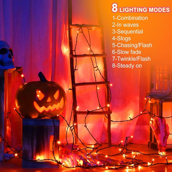 kemooie 500 LED Outdoor Fairy String Lights, 164 FT 8 Lighting Mode Plug in String Waterproof Light, for Outdoor Birthday Christmas Wedding Party Garden Balcony Decor (Orange)