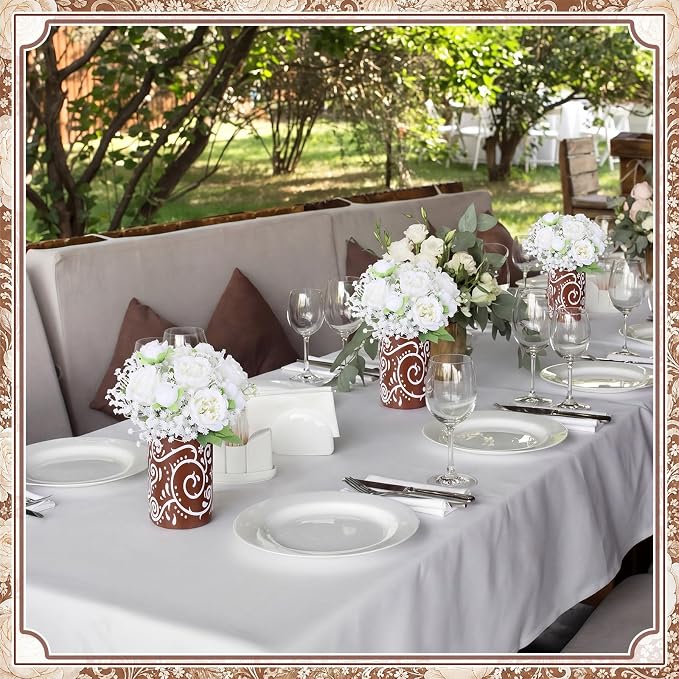 Mumufy 30 Pcs Rustic Fiesta Table Centerpieces with Cardboard Paper Vases and Artificial White Flowers, Cielito Lindo Farmhouse Wedding Decorations for Bridal Shower, Baby Shower, Birthday, Taco Party