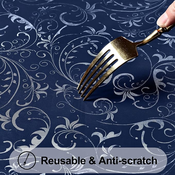 Smiry Rectangle Table Cloth, Waterproof Heavy Duty Vinyl Tablecloths, Wipeable Washable Table Cover for Kitchen and Dining Room (Dark Blue, 60" X 84")