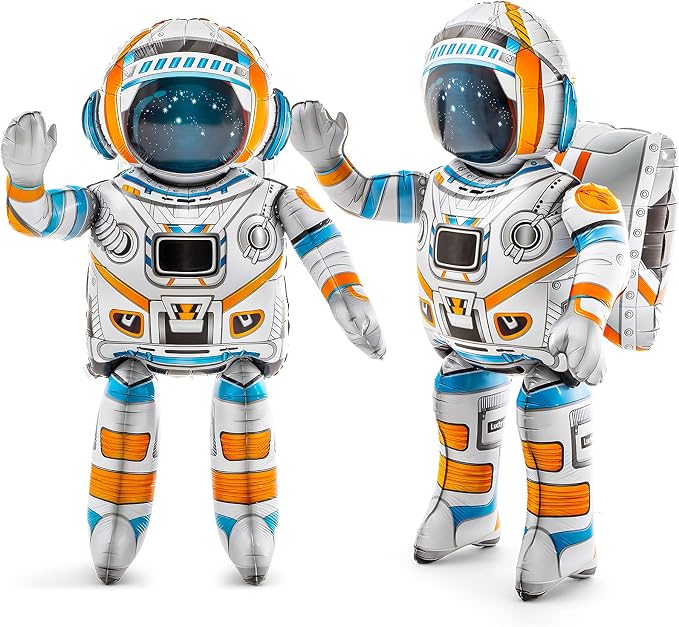 Jenaai 2 Pcs 53 Inch 4d Standing Inflatable Spaceman Astronaut Balloons, Large Inflatable Astronaut Toys Outer Space Balloon Party Decorations for Galaxy Planet Theme Birthday Party Supplies