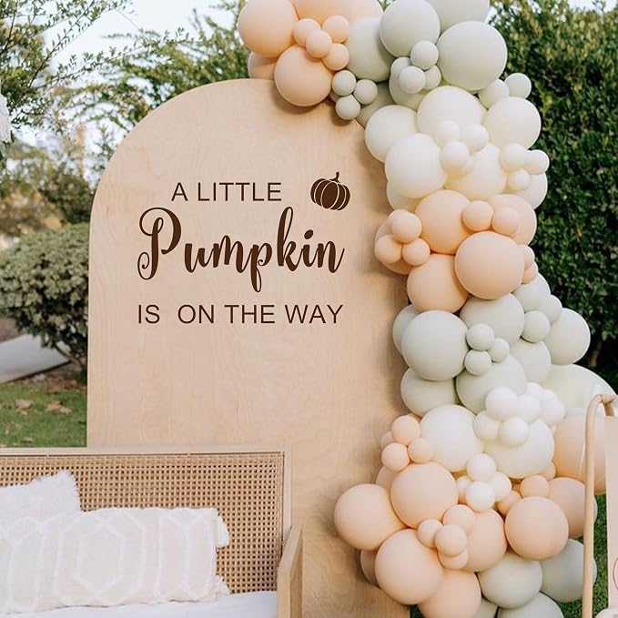 A Little Pumpkin is On The Way Baby Shower Decal | Little Pumpkin Baby Shower Decorations Decal, Fall Theme Gender Reveal Decor Sign Sticker for Party, Backdrop, Balloon Arch