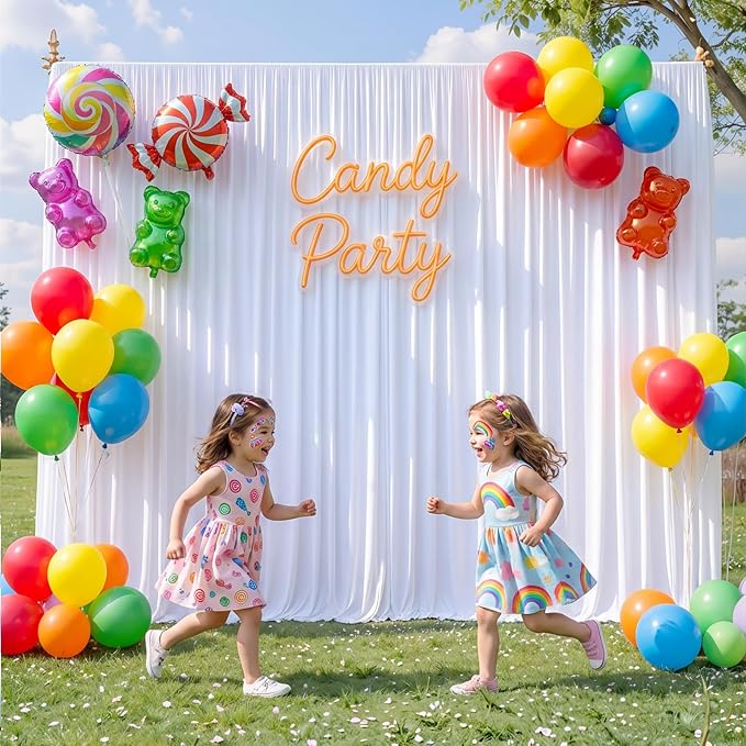 50ftx10ft Wrinkle Free White Backdrop Curtain for Party Background, 10 Panels Silky Polyester Photo Backdrop Drapes Back Drop Cloth for Wedding Birthday Photography Baby Shower Photoshoot Decor