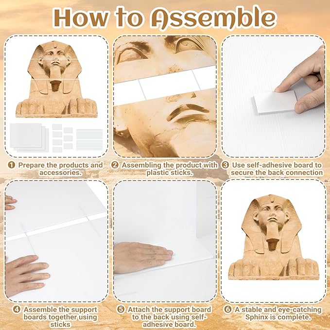 3.8 Ft Sphinx Cardboard Cutout Life Size Egyptian Statue Standee Ancient Egypt Stand Up Backdrop Props for Egyptian Theme Party Decor Indoor Outdoor Classroom Museum Events Photo Booth