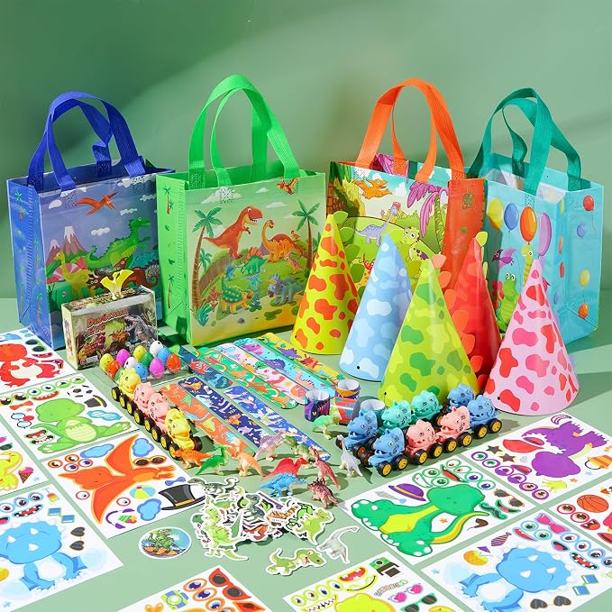 Vanblue 134Pcs Dinosaur Party Favors Dinosaur Birthday Party Decorations Goodie Bags Stuffers Fillers for Kids Birthday, Themed Party Supplies Classroom Rewards Gifts for Boys