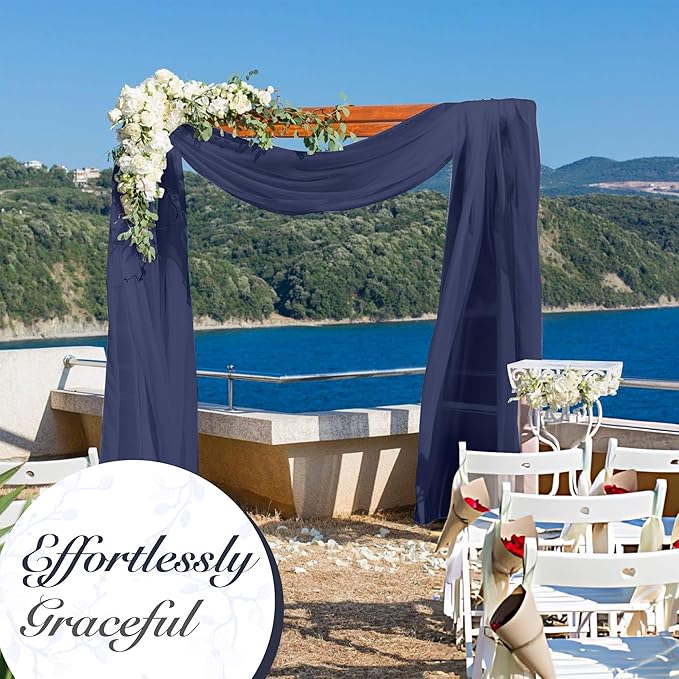 Cheesecloth Table Runner 8 Pack – 35x120 Inch (10ft) Boho Rustic Gauze Cloth Runners – Crinkle Polyester Table Decor for Wedding, Baby Shower, Bridal Shower, Birthday Party and More (Navy Blue)