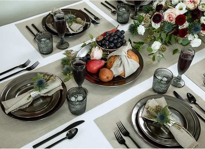 Solino Home Linen Natural Table Runner 60 Inches - 100% Pure Linen Small Table Runner 14 x 60 Inch Ideal for Dresser and Coffee Tables - Spring, Summer, Mothers Day - Diana Medium Weight