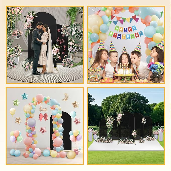 Wedding Arch Stand and Arch Cover 6.6ft, Photo Arch Backdrop Stand Cover Set with 100 Party Multi-Colored Balloons for Birthday Party Baby Shower Graduation Ceremony Decoration