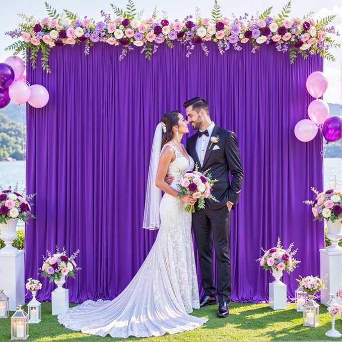 40ft x 10ft Purple Backdrop Curtain for Parties Purple Wrinkle Free Backdrop Drapes Panels for Wedding Mermaid Birthday Party Baby Shower Photo Photography Polyester Fabric Background Decoration