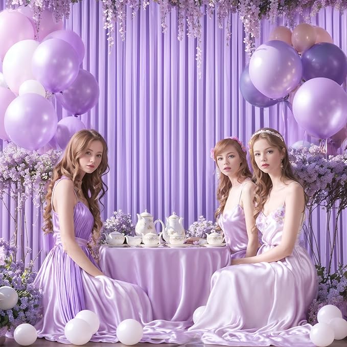 10x10 Lavender Backdrop Curtain for Parties Wedding Wrinkle Free Light Purple Photo Curtains Backdrop Drapes Fabric Decoration for Baby Shower Photoshoot 5ft x 10ft,2 Panels