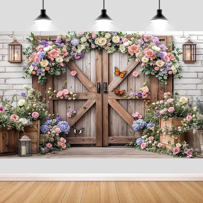 6X4ft Floral Wedding Photography Backdrop Vintage Wood Arch with White Pink Roses Bridal Newborn Birthday Party Decor Props for Studio Photo Shoots Anniversaries
