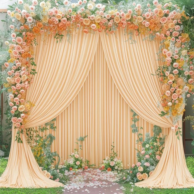 20x10 Dark Champagne Backdrop Curtain for Parties Wedding Baby Shower Wrinkle Free Photo Curtains Backdrop Drapes Fabric Decoration for Bridal Shower 5ft x 10ft,4 Panels