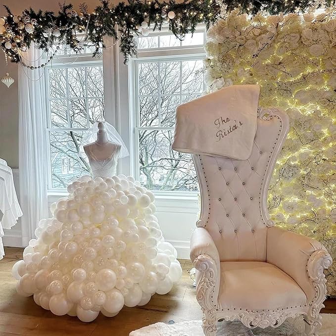 108Pcs Pearl White Double Stuffed Balloons Different Size, 18/12/10/5 inch White Pearl Balloons Garland Arch kit for Wedding Birde to be Engagement Birthday Bridal Shower Decorations