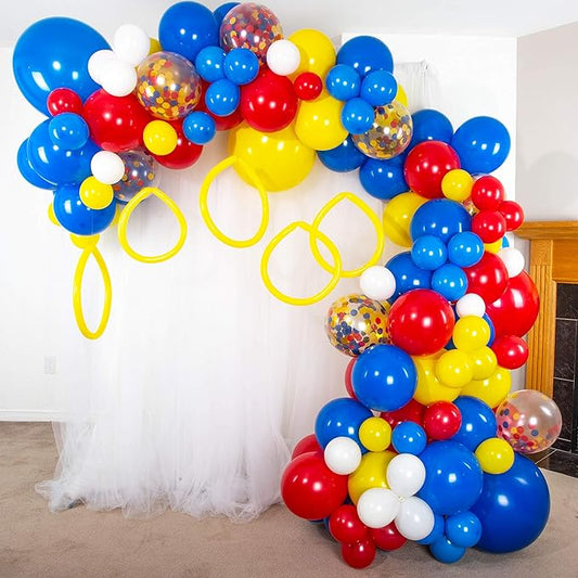 Shimmer and Confetti Premium 16ft Royal Blue, Red, Yellow, White Hedgehog Action Figure Balloon Garland Kit