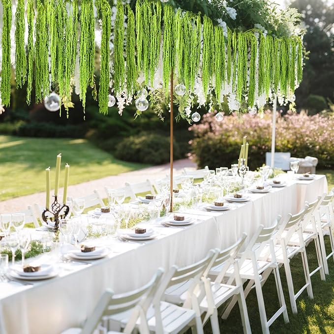 Suncalla 24 Pcs Green Spring Natural Dried Amaranthus Hanging Flowers Amaranthus Artificial Flowers for Wedding Arch Bouquet Floral Garland Wall Home Decoration (23 Inch)