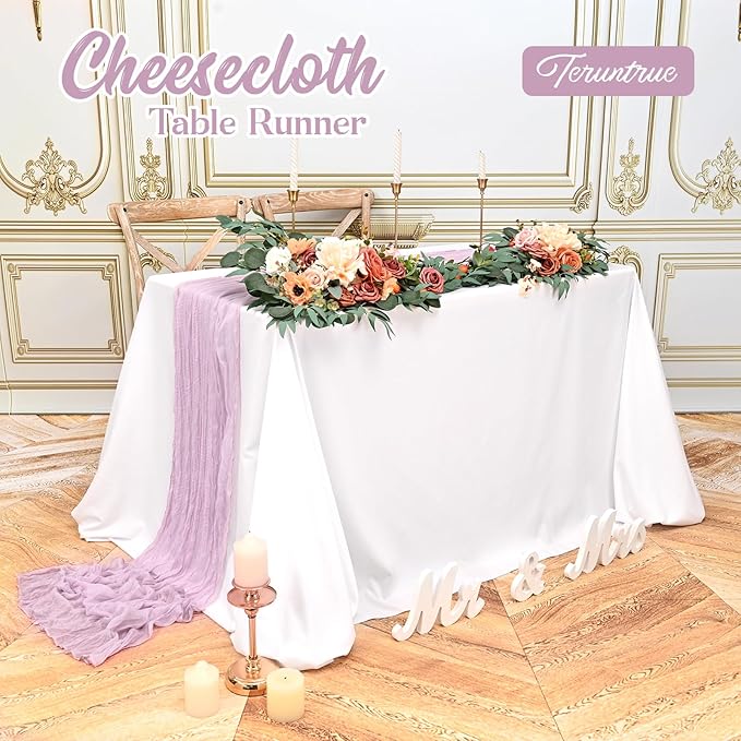 20 Pack Lavender Table Runner 10FT Long Cheesecloth Table Runner Cheese Cloth Gauze for Wedding Party Birthday Decoration-Lavender