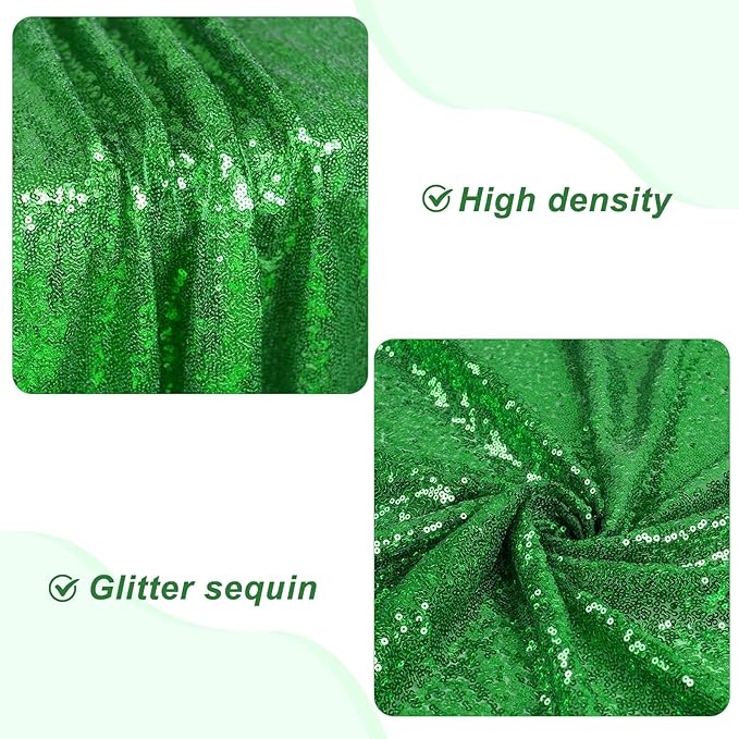 PartyDelight Green Sequin Tablecloth 60x102 Inch Rectangle Table Cloth Glitter for Party Baby Shower Christmas Decorations