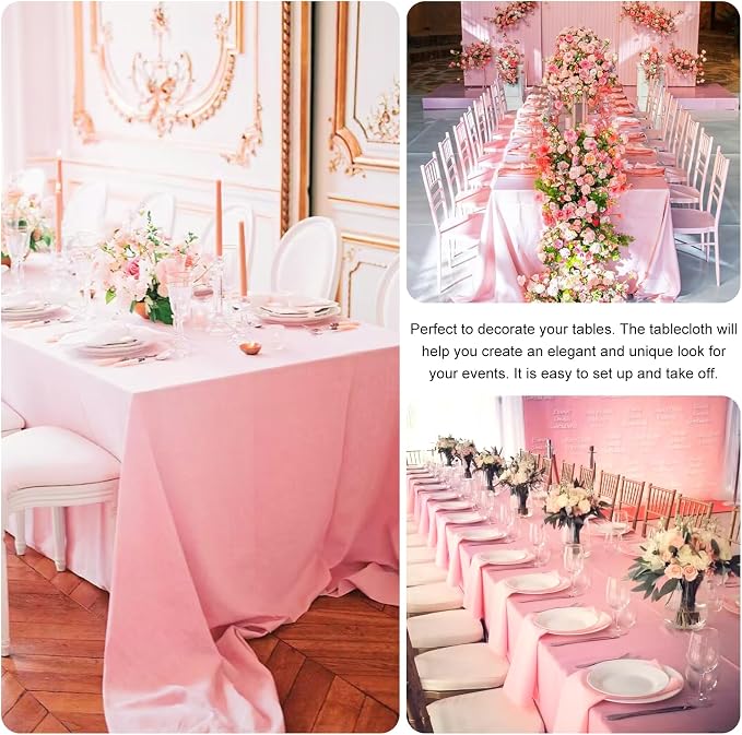 4 Pack Rectangle Tablecloth 60x102 Inch Pink Washable Polyester Table Cover for Wedding Dining Table Buffet Parties Banquet Decoration（Pink）