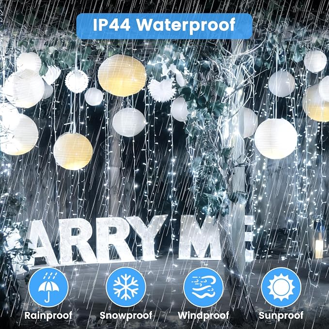 Connectable 2Pack String Lights Indoor, 66FT 200LED String Lights, 13Modes Twinkle Fairy Lights Plug in Outdoor Waterproof, Cool White Clear Wire Light for Christmas Tree, Wedding Yard, Party Decor