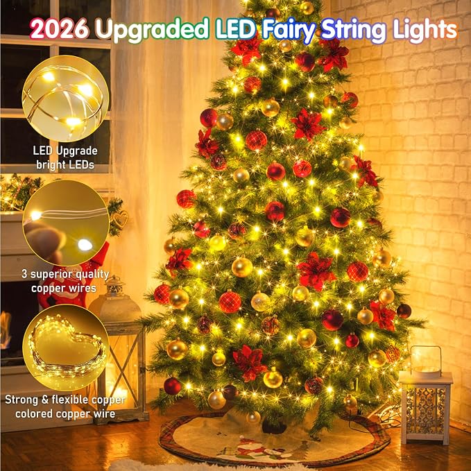 KNONEW 532FT Outdoor Christmas Fairy Lights Plug in,1600 LED String Lights Outdoor Waterproof 8 Modes Memory Times for Wedding Bedroom Walls Garden Trees Decoration(Warm White)