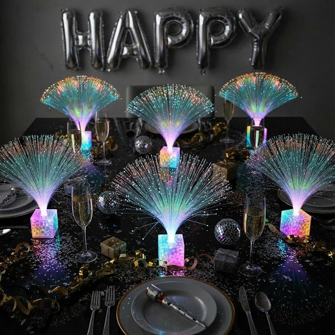 Amylove 8 Pcs Mini Fiber Optic Lamp Bulk LED Light Color Changing Table Centerpiece Glow in The Dark Party Favors Supplies for Wedding Graduation Prom Birthday Disco Dance Decorations (9 Inch)