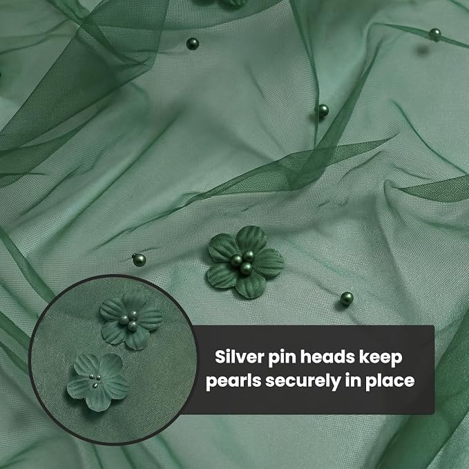 Artoid Mode Green Flower Pearl Green Gauze Table Runner 10FT, Seasonal Sheer Dining Holiday Wedding Birthday Baby Shower Table Decor for Home Party
