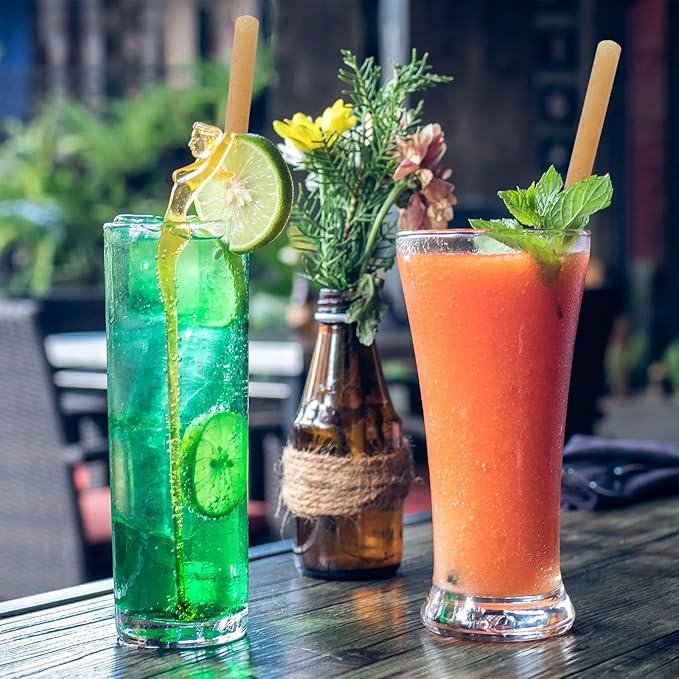 0.47" Wide Biodegradable Sugarcane Straws 100pcs Smoothie Straws Disposable Compostable Eco-Friendly Jumbo Straws for Milksake Bubble Tea 8.5" Disposable Boba Straws Not Soggy