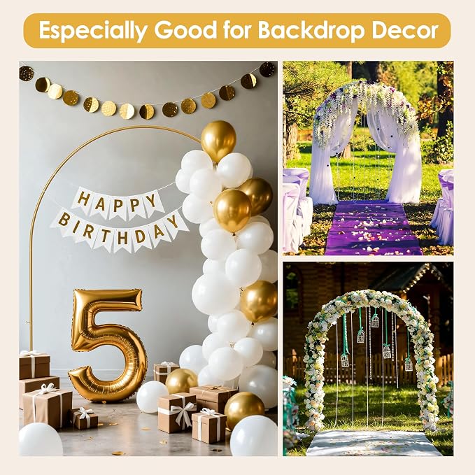 5.25 * 6.56 FT Metal Backdrop Frame Stand, Wedding Decor Flower Arbor Stand, Balloon Arch Backdrop, Golden