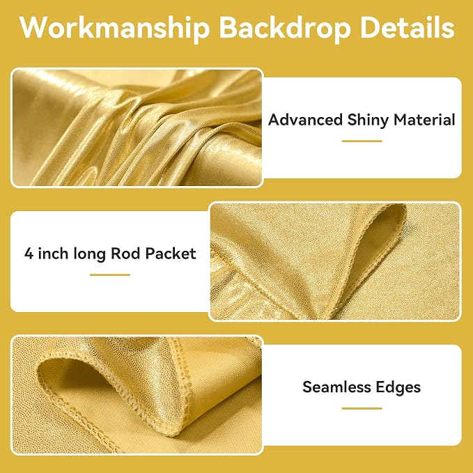 40x12ft Glitter Gold Backdrop Curtains, Sequin Curtains Wrinkle Free Polyester Drapes, Shimmer Back Drop Curtains for Parties Banquet Wedding Birthday Photography Background, 8 Panels 5x12ft