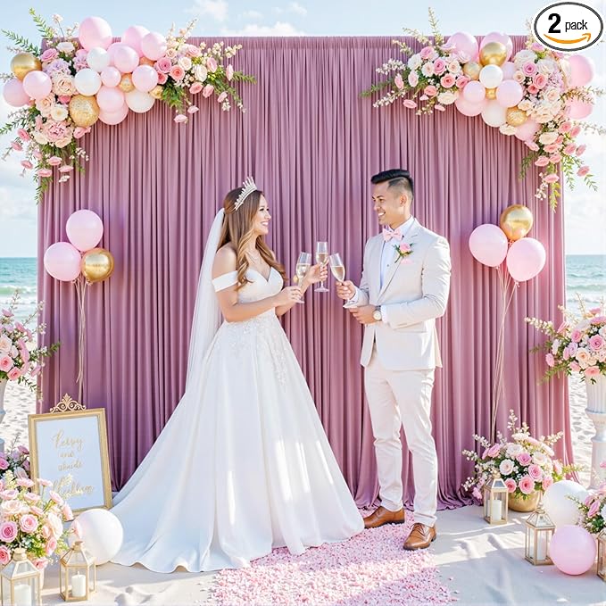 Dusty Pink Backdrop Curtain for Parties Wedding Wrinkle Free Pink Photo Curtains Backdrop Drapes Fabric Decoration for Birthday Party Baby Shower 5ft x 7ft,2 Panels