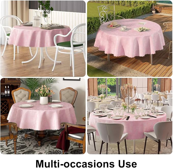 Smiry Rectangle Table Cloth, Waterproof Heavy Duty Vinyl Tablecloths, Wipeable Washable Table Cover for Kitchen and Dining Room (Pink, 60" X 60")