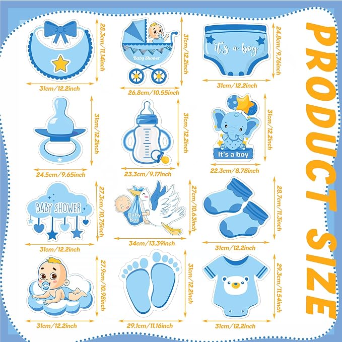 12 Pcs Blue Baby Shower Yard Decoration Its a Boy Outdoor Yard Sign with Stakes Welcome Baby Boy Decorations Waterproof Stork Elephant Yard Decor for Gender Reveal Home Garden Lawn Blue Party Supplies