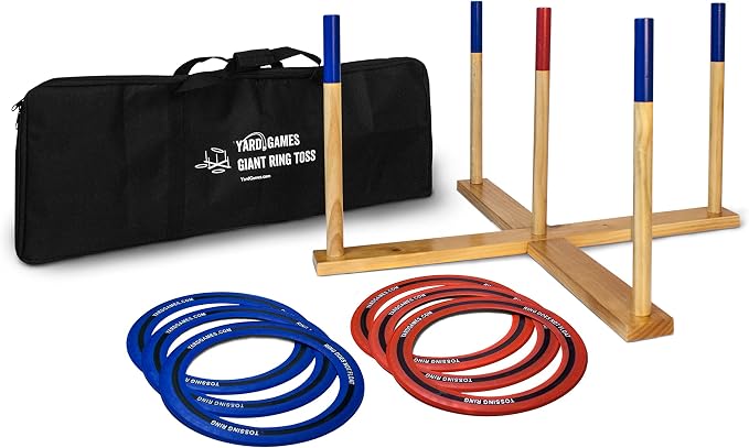 Yard Games Giant Ring Toss with Soft-Touch Tossing Rings and Finished Wood Target