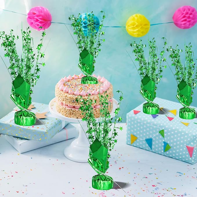 Gyufise 6 Pack Metallic Foil Spray Centerpiece Star Table Decoration Burst Table Centerpieces Table Decor for Birthday Wedding Anniversary Graduation Holiday Party Supplies Green