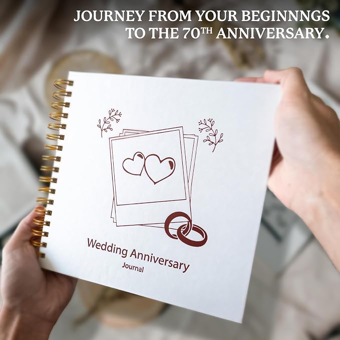 Dingbats* Wedding Anniversary Journal for Couples - Guided Memory Book with Prompts & Envelopes for Love Letters - Thick Paper Spiral Hardcover Marriage Journal Notebook to Record Milestones Each Year