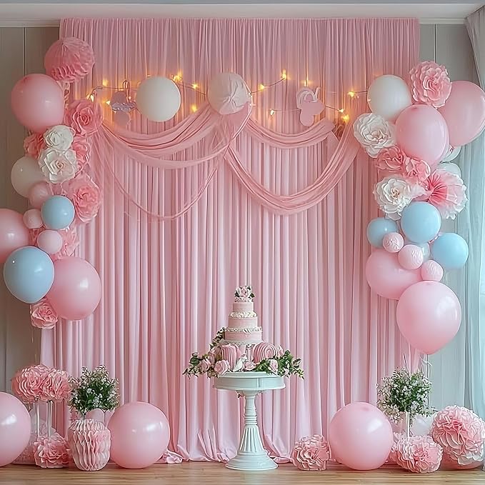 20ftx12ft Baby Pink Backdrop Curtains for Wedding-Wrinkle Free Backdrops Curtain Drapes Fabric Decorations Photo Back Drop Cloth for Baby Shower Photography Stage Reception 4Panels 12ft(H) x 5ft(W)