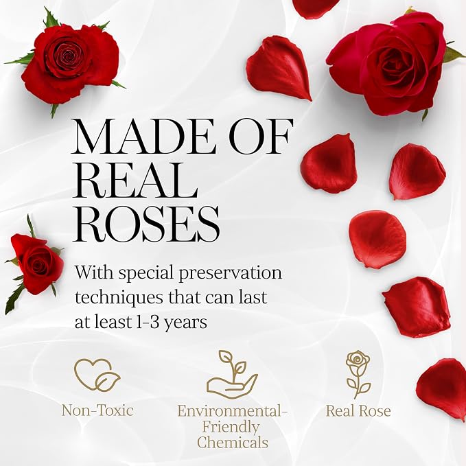 GLAMOUR BOUTIQUE 7 Flower Forever Heart Shape Box, Mothers Day Gift For Mom, Eternal Preserved Roses Gift for Her, Flowers bouquet, For Birthday, Anniversary, Girlfriend - Red