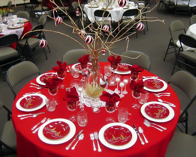 YMHPRIDE 6 Pack Round Tablecloth Red Table Cloth, 120 Inch Polyester Round Table Cloth,Red TableCloths Round Washable Fabric Table Covers for Wedding,Party,Dining,Banquet