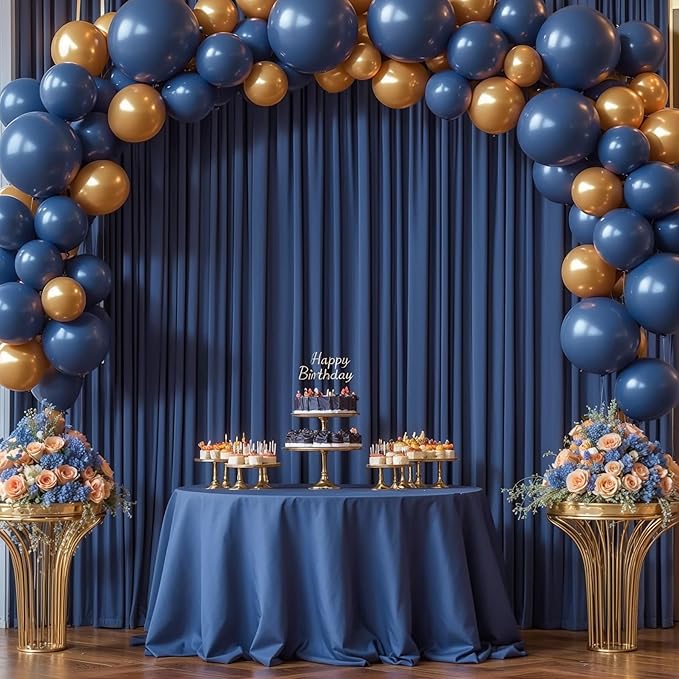 40x10FT Navy Blue Backdrop Curtains for Wedding Parties, Wrinkle Free Polyester Photography Backdrop Drapes for Wedding Baby Shower Birthday Parties Stage Background Stand Decorations 4x10ft,10 Panels