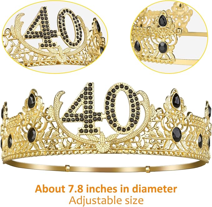 40th Birthday Gifts for Men, 40th Birthday Decorations for Men, Party Decor Supplies including King Crown & Sash & Banner & Balloons & Cake Topper & Candles
