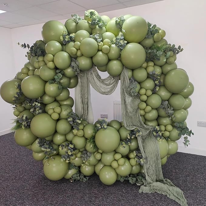 Dusty Green Double Stuffed Balloons Different Size 115Pcs 5/10/12/18" Sage Green Balloons Garland kit for Birthday Baby Shower Wedding Engagement Bridal Shower Party